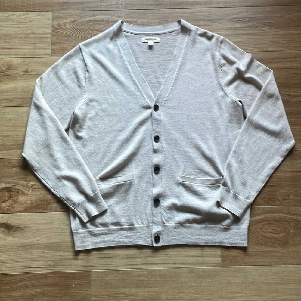 Goodthreads 100% Merino Wool Button Down Cardigan in Khaki Size Large